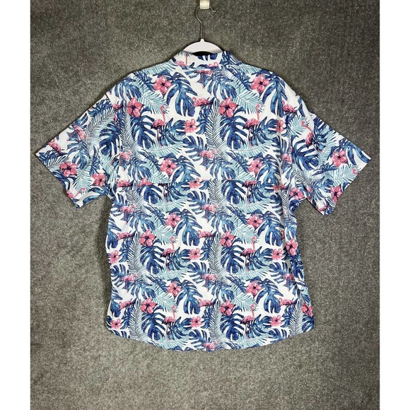 Izod Saltwater Fishing Hawaiian Floral Button Up Shirt Men Size XXL Pockets - Picture 2 of 14